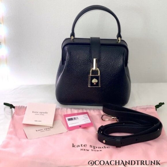 2 Pc KATE SPADE Black Italian Leather Remedy Bag & Cabana Dot Card Case NWT - Picture 2 of 11